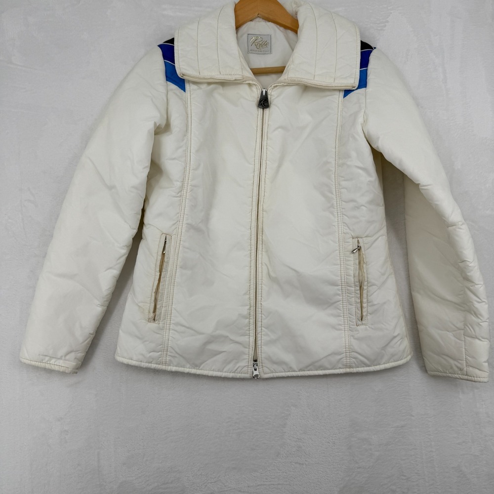 VTG Roffe Ski Jacket Snow Coat Striped 70s‎ 80s Mod Retro Womens Medium USA Made
